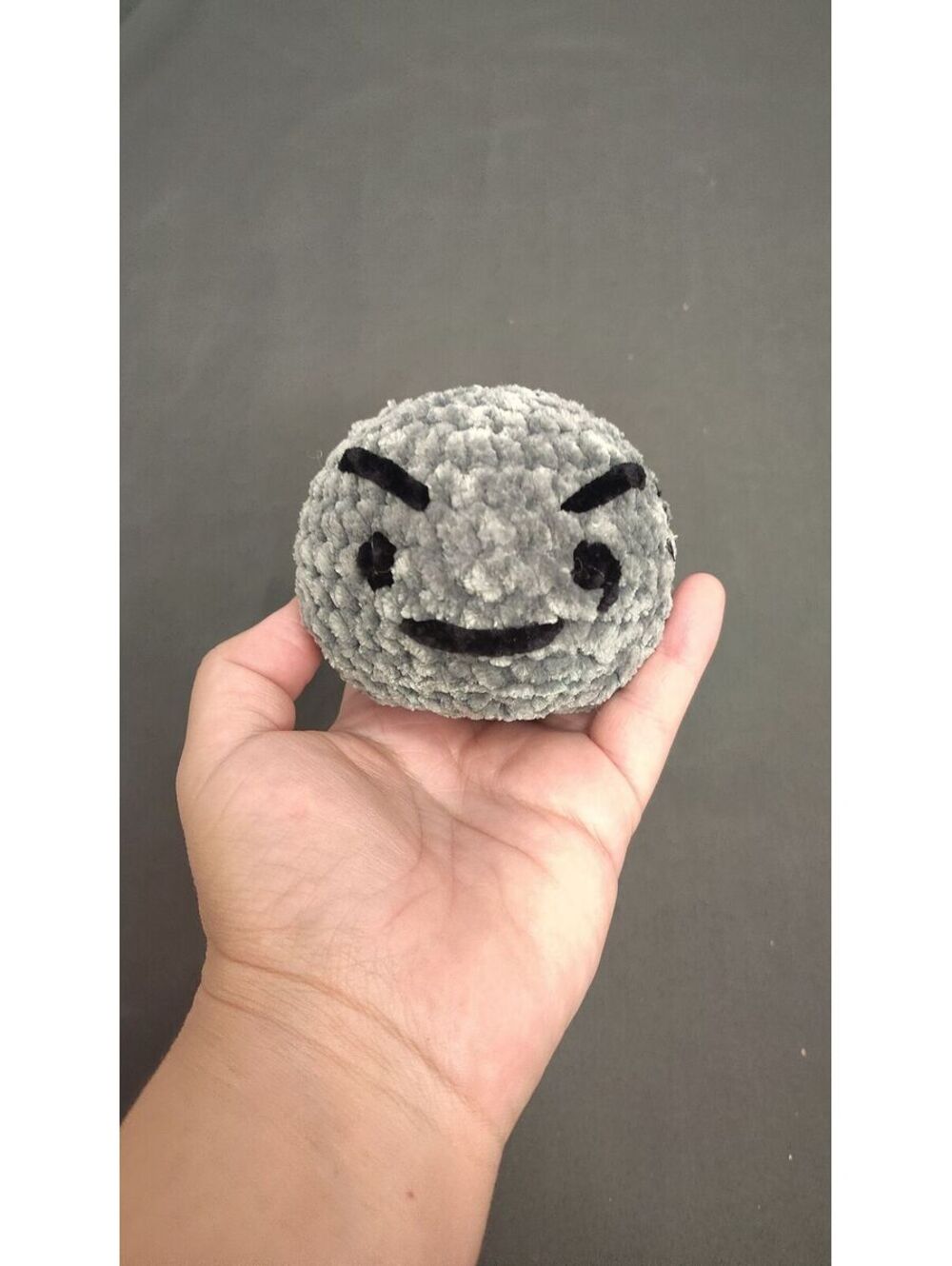 Grumble the Stress Ball Handmade Crochet Amigurumi Gray Squishy Fidget Toy
